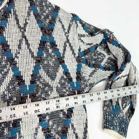 J.J. COCHRAN Sweater Men's Large Crew Neck Diamond Argyle Grandpa Dad Pullover - Picture 6 of 9